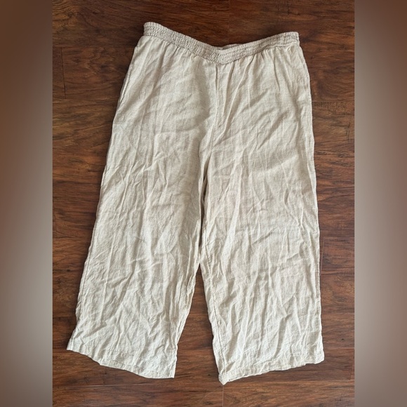 Anthropologie Pants - Anthropologie Wide Leg Pull On Pant Linen Viscose Relaxed Lagenlook Boho Medium
